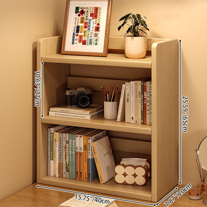 Contemporary Scandinavian Rectangular Veneered Plywood Desktop Storage Shelf 3-Tier For Study & Bedroom