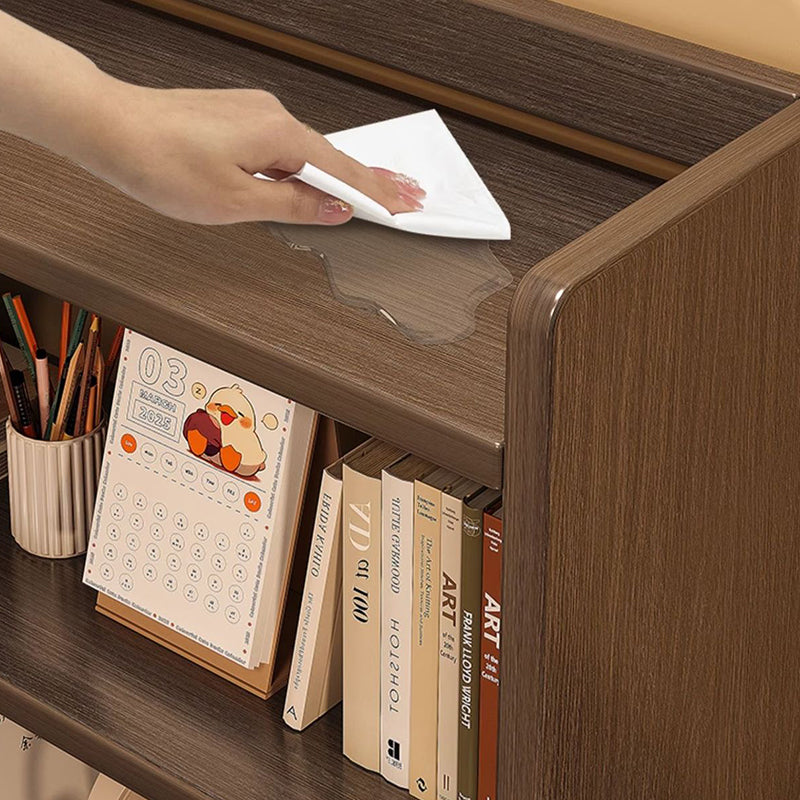 Contemporary Scandinavian Rectangular Veneered Plywood Desktop Storage Shelf 3-Tier For Study & Bedroom