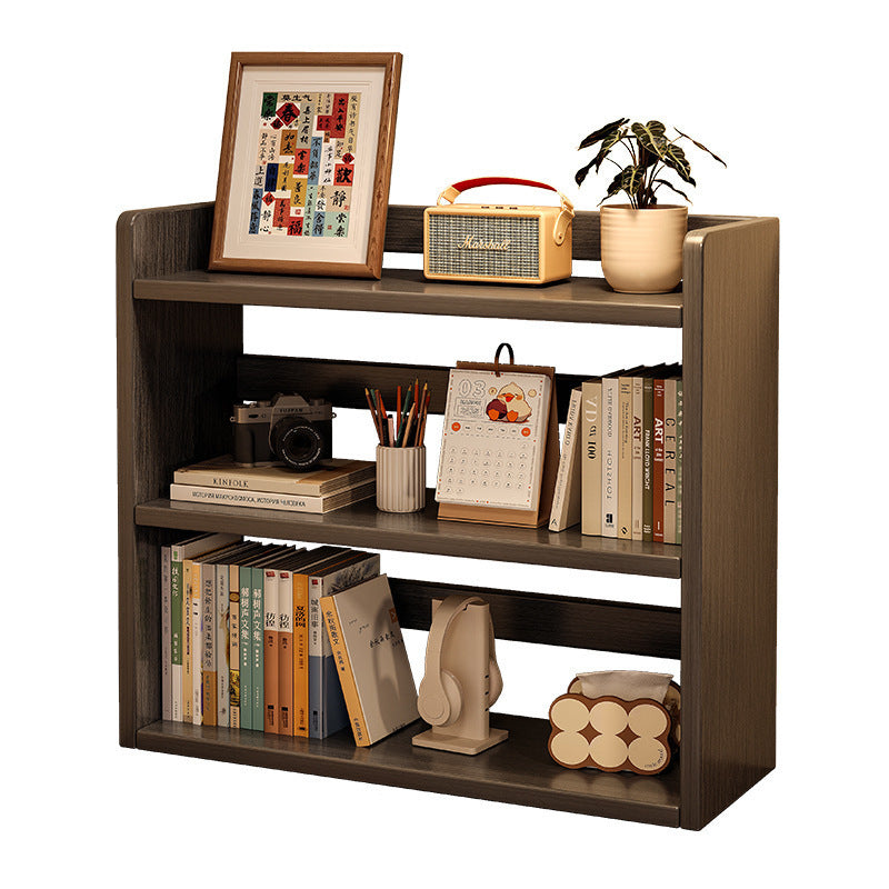Contemporary Scandinavian Rectangular Veneered Plywood Desktop Storage Shelf 3-Tier For Study & Bedroom