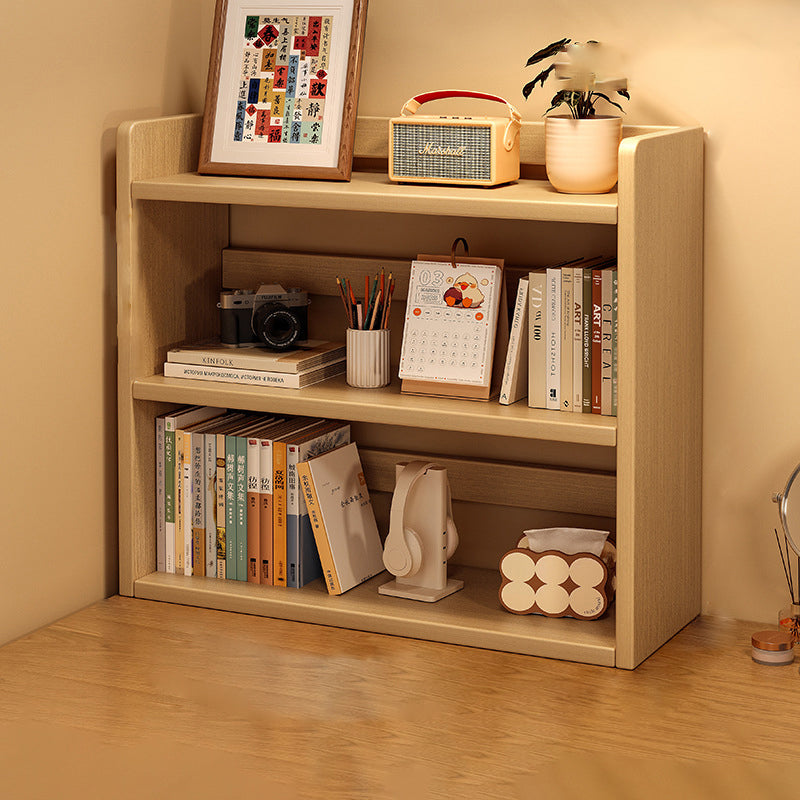 Contemporary Scandinavian Rectangular Veneered Plywood Desktop Storage Shelf 3-Tier For Study & Bedroom