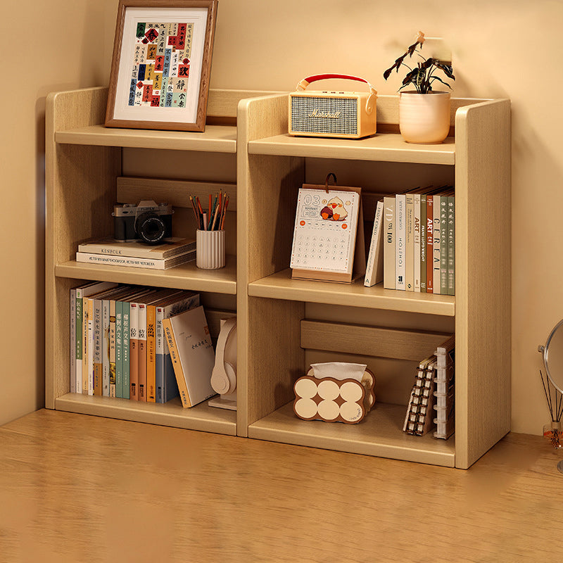 Contemporary Scandinavian Rectangular Veneered Plywood Desktop Storage Shelf 3-Tier For Study & Bedroom