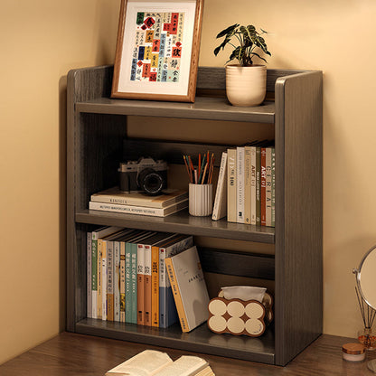 Contemporary Scandinavian Rectangular Veneered Plywood Desktop Storage Shelf 3-Tier For Study & Bedroom