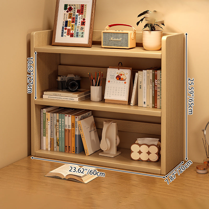 Contemporary Scandinavian Rectangular Veneered Plywood Desktop Storage Shelf 3-Tier For Study & Bedroom