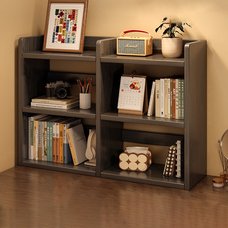 Contemporary Scandinavian Rectangular Veneered Plywood Desktop Storage Shelf 3-Tier For Study & Bedroom