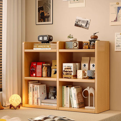 Contemporary Scandinavian Rectangular Veneered Plywood Desktop Storage Shelf 3-Tier For Study & Bedroom