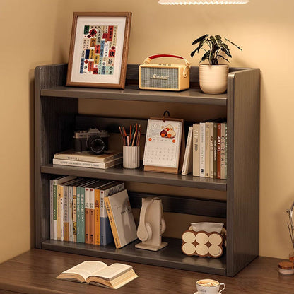 Contemporary Scandinavian Rectangular Veneered Plywood Desktop Storage Shelf 3-Tier For Study & Bedroom