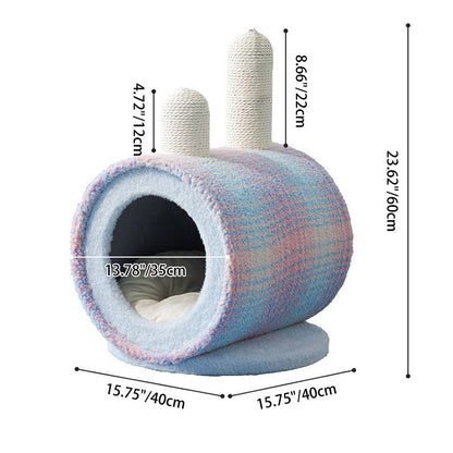 Contemporary Creative Round Particleboard Velvet Fabric Paper Rope Paper Tube Cat Bed For Bedroom