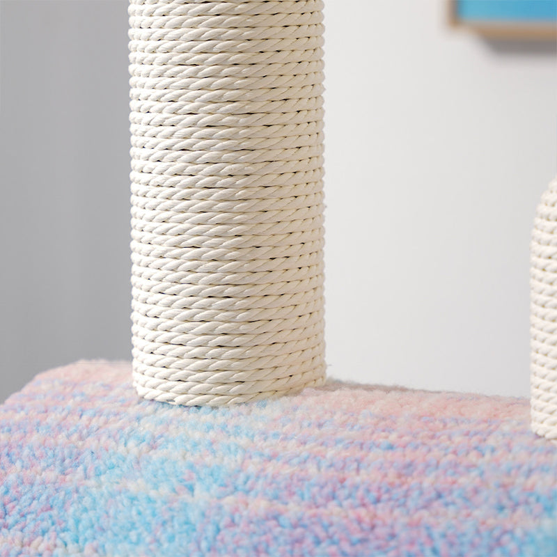 Contemporary Creative Round Particleboard Velvet Fabric Paper Rope Paper Tube Cat Bed For Bedroom