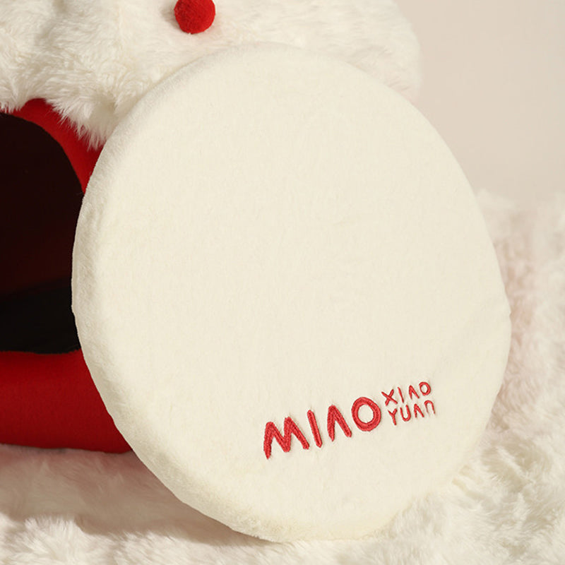 Contemporary Creative Round Velvet Fabric Sponge Semi-Enclosed Cat Bed For Bedroom