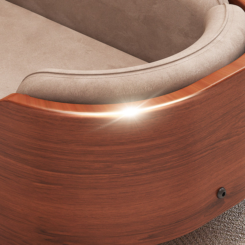 Traditional Vintage Oval Rubberwood Multi-Layer Solid Wood Panel Velvet Fabric Cat Bed For Bedroom