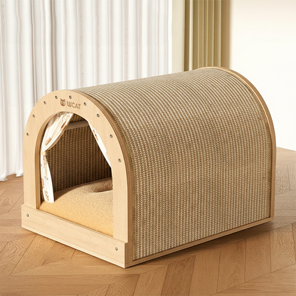 Contemporary Creative Rectangular Multi-Layer Solid Wood Panel Velvet Fabric Oxford Fabric Sisal Cat Scratcher Cat Bed For Bedroom