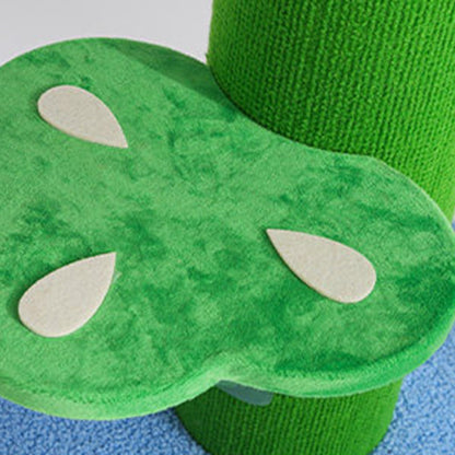 Contemporary Creative Round Medium-Density Fiberboard Velvet Fabric PVC Cactus-Shaped Cat Tree 3-Tier For Living Room