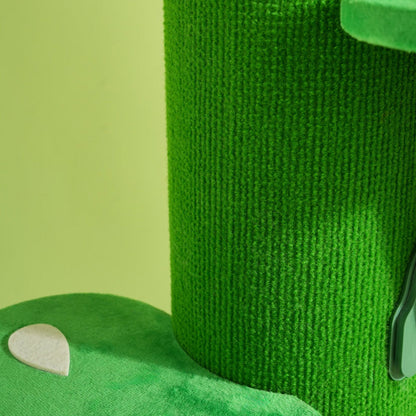 Contemporary Creative Round Medium-Density Fiberboard Velvet Fabric PVC Cactus-Shaped Cat Tree 3-Tier For Living Room