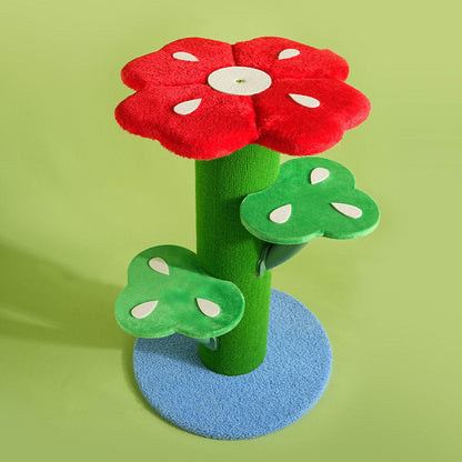 Contemporary Creative Round Medium-Density Fiberboard Velvet Fabric PVC Cactus-Shaped Cat Tree 3-Tier For Living Room