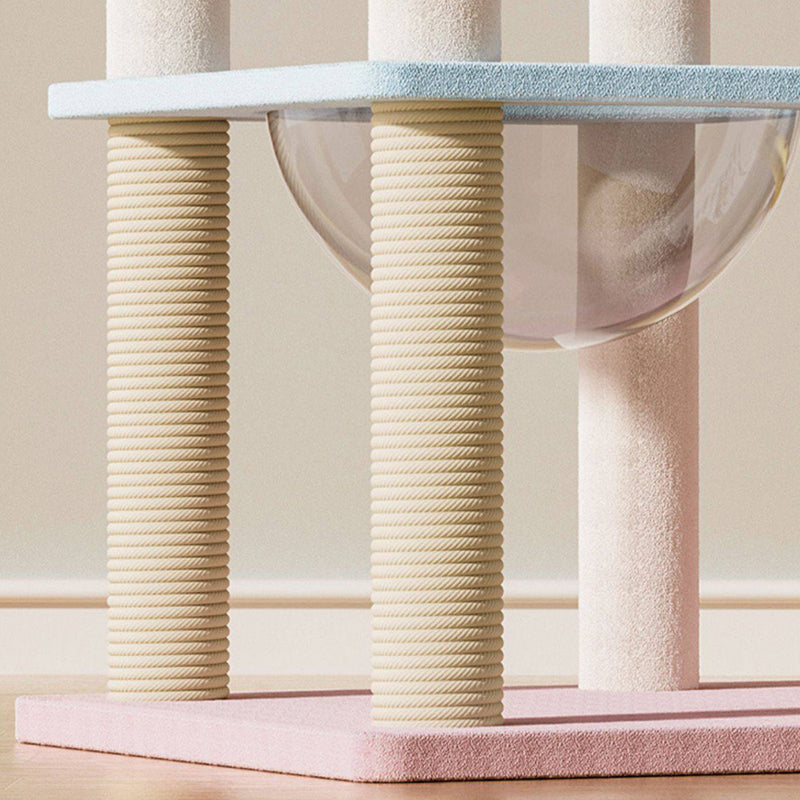 Contemporary Creative Rectangular Medium-Density Fiberboard Velvet Fabric Sisal Acrylic Multi-Functional Cat Tree For Living Room