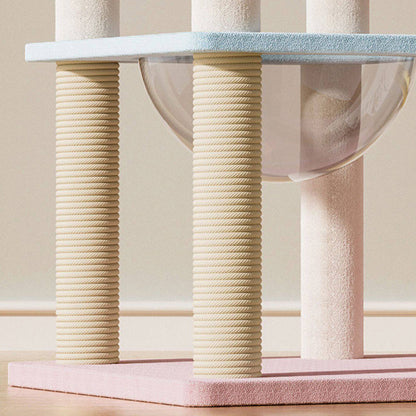 Contemporary Creative Rectangular Medium-Density Fiberboard Velvet Fabric Sisal Acrylic Multi-Functional Cat Tree For Living Room