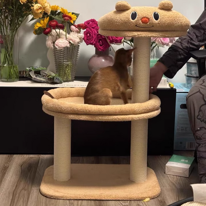 Contemporary Creative Rectangular Medium-Density Fiberboard Velvet Fabric Paper Rope Paper Tube Cat Tree For Living Room