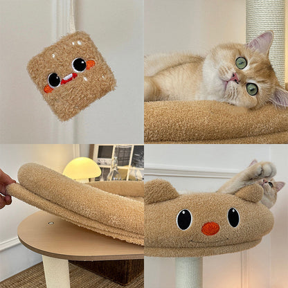 Contemporary Creative Rectangular Medium-Density Fiberboard Velvet Fabric Paper Rope Paper Tube Cat Tree For Living Room