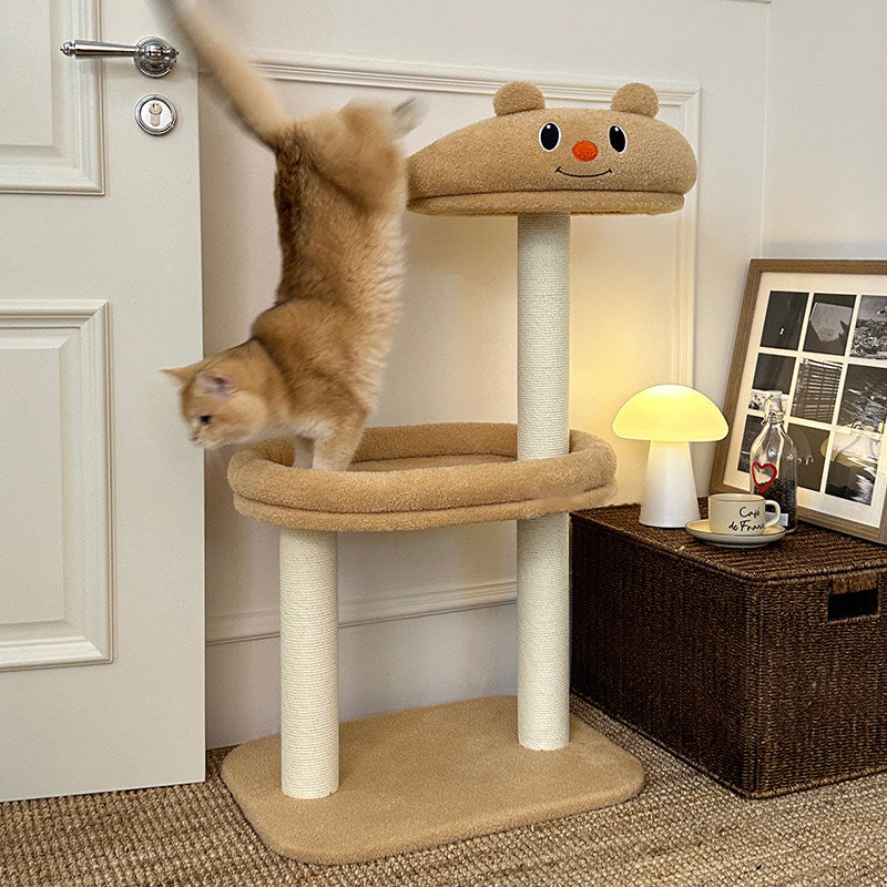 Contemporary Creative Rectangular Medium-Density Fiberboard Velvet Fabric Paper Rope Paper Tube Cat Tree For Living Room