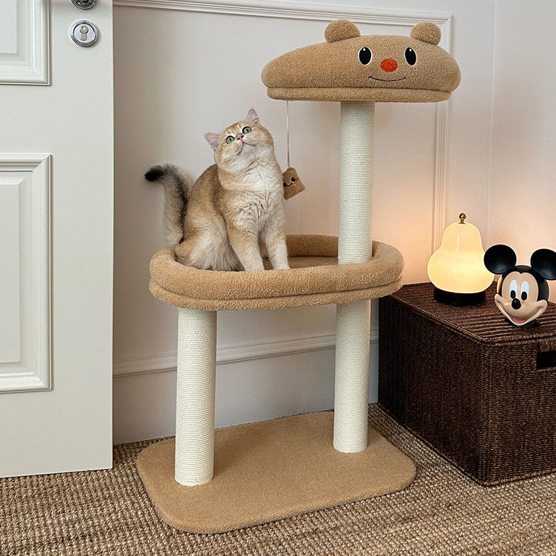 Contemporary Creative Rectangular Medium-Density Fiberboard Velvet Fabric Paper Rope Paper Tube Cat Tree For Living Room