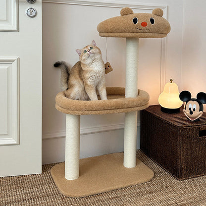 Contemporary Creative Rectangular Medium-Density Fiberboard Velvet Fabric Paper Rope Paper Tube Cat Tree For Living Room