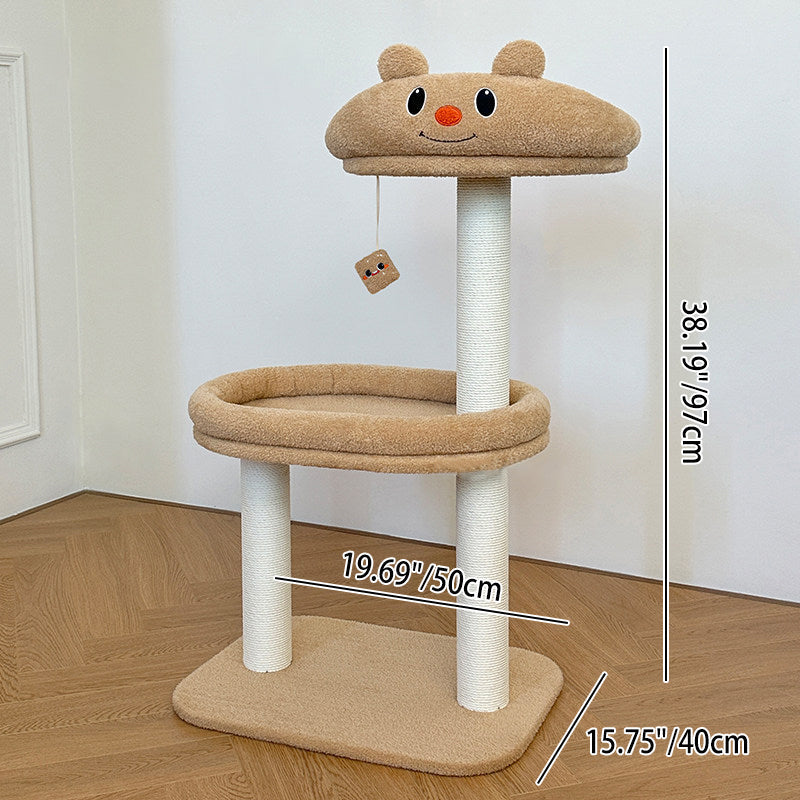 Contemporary Creative Rectangular Medium-Density Fiberboard Velvet Fabric Paper Rope Paper Tube Cat Tree For Living Room