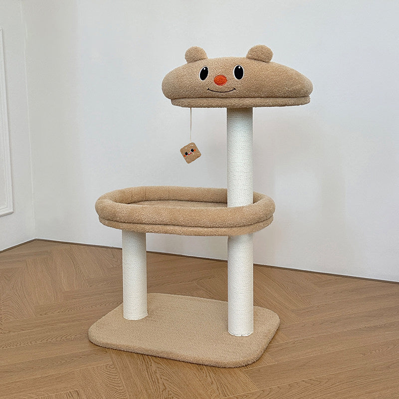 Contemporary Creative Rectangular Medium-Density Fiberboard Velvet Fabric Paper Rope Paper Tube Cat Tree For Living Room