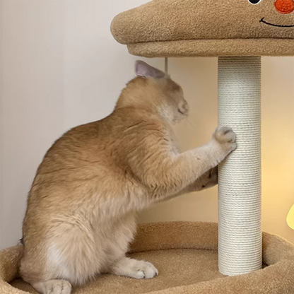 Contemporary Creative Rectangular Medium-Density Fiberboard Velvet Fabric Paper Rope Paper Tube Cat Tree For Living Room