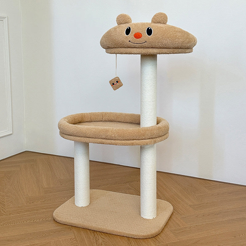 Contemporary Creative Rectangular Medium-Density Fiberboard Velvet Fabric Paper Rope Paper Tube Cat Tree For Living Room