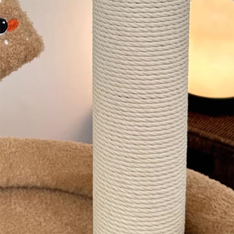 Contemporary Creative Rectangular Medium-Density Fiberboard Velvet Fabric Paper Rope Paper Tube Cat Tree For Living Room
