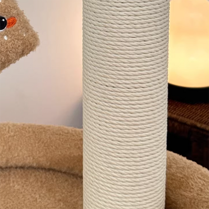 Contemporary Creative Rectangular Medium-Density Fiberboard Velvet Fabric Paper Rope Paper Tube Cat Tree For Living Room