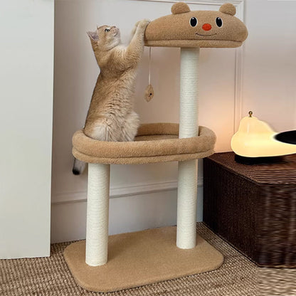 Contemporary Creative Rectangular Medium-Density Fiberboard Velvet Fabric Paper Rope Paper Tube Cat Tree For Living Room