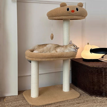 Contemporary Creative Rectangular Medium-Density Fiberboard Velvet Fabric Paper Rope Paper Tube Cat Tree For Living Room
