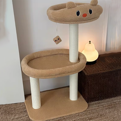 Contemporary Creative Rectangular Medium-Density Fiberboard Velvet Fabric Paper Rope Paper Tube Cat Tree For Living Room