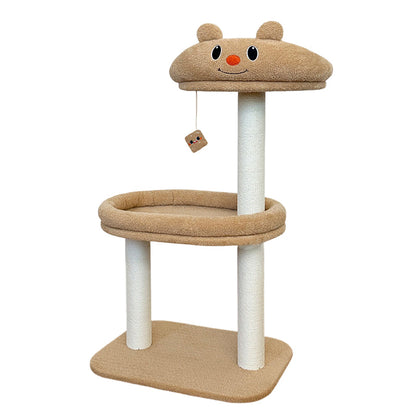 Contemporary Creative Rectangular Medium-Density Fiberboard Velvet Fabric Paper Rope Paper Tube Cat Tree For Living Room