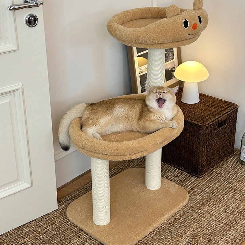 Contemporary Creative Rectangular Medium-Density Fiberboard Velvet Fabric Paper Rope Paper Tube Cat Tree For Living Room