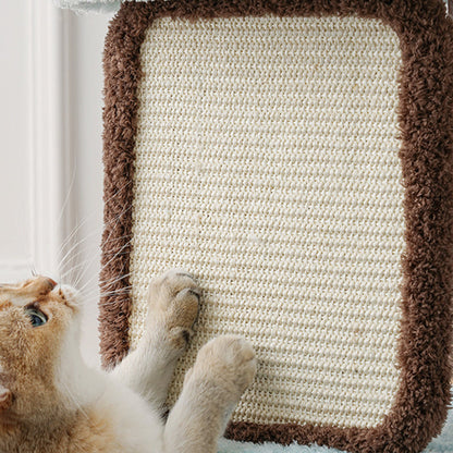 Contemporary Creative Round Particleboard Natural Fruitwood Velvet Fabric Sisal Cat Tree For Living Room
