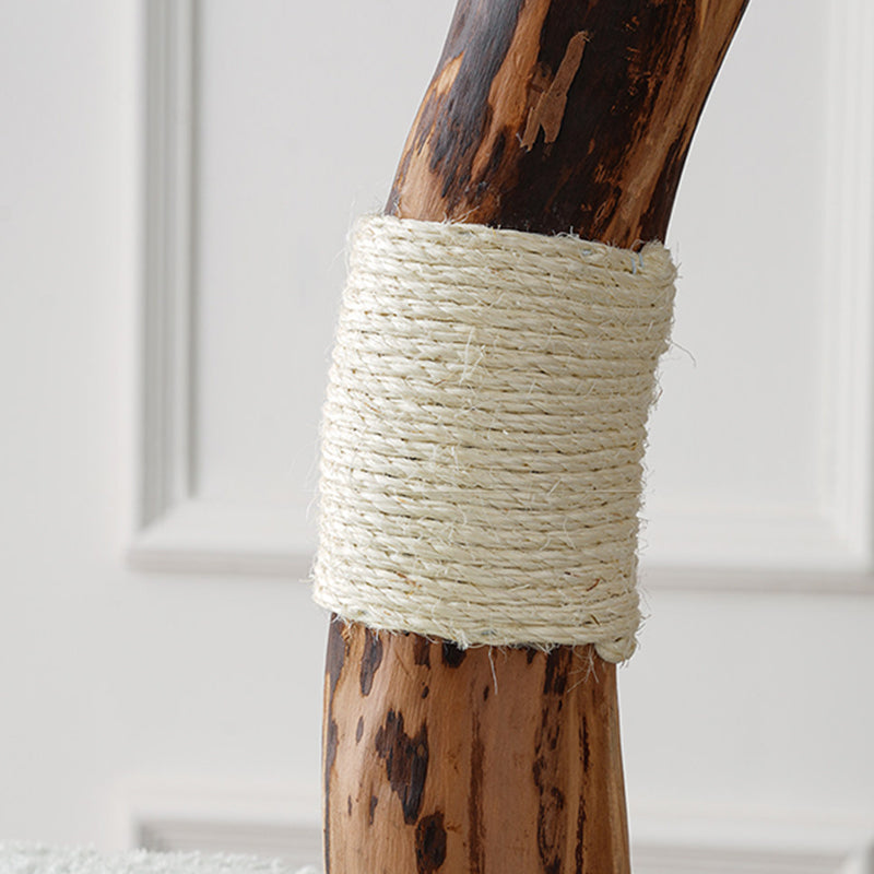 Contemporary Creative Round Particleboard Natural Fruitwood Velvet Fabric Sisal Cat Tree For Living Room
