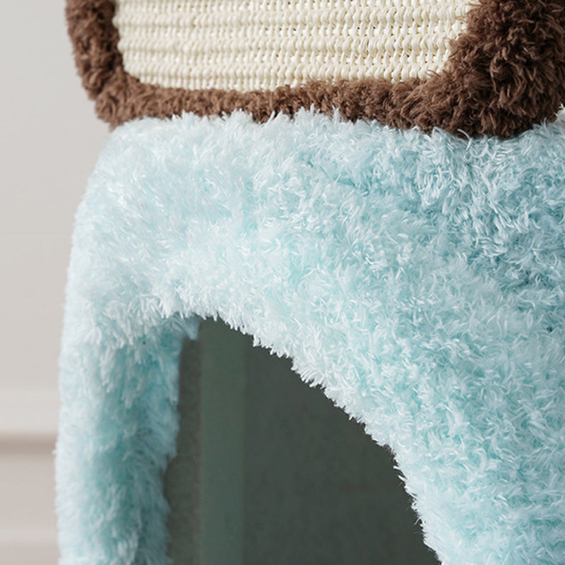 Contemporary Creative Round Particleboard Natural Fruitwood Velvet Fabric Sisal Cat Tree For Living Room