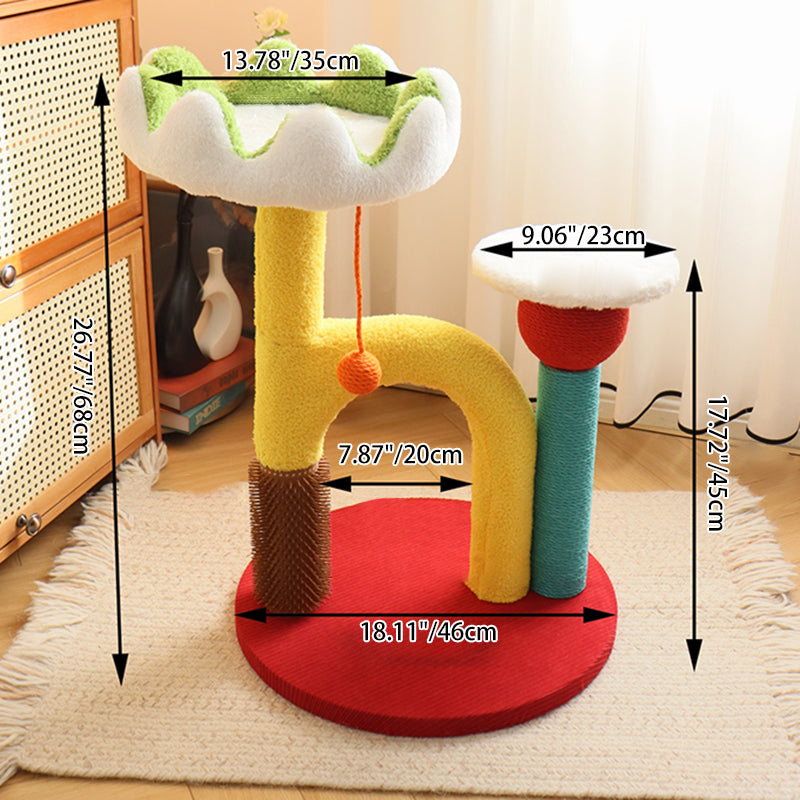 Contemporary Creative Round Medium-Density Fiberboard Plastic Velvet Fabric Sisal Cat Tree For Living Room