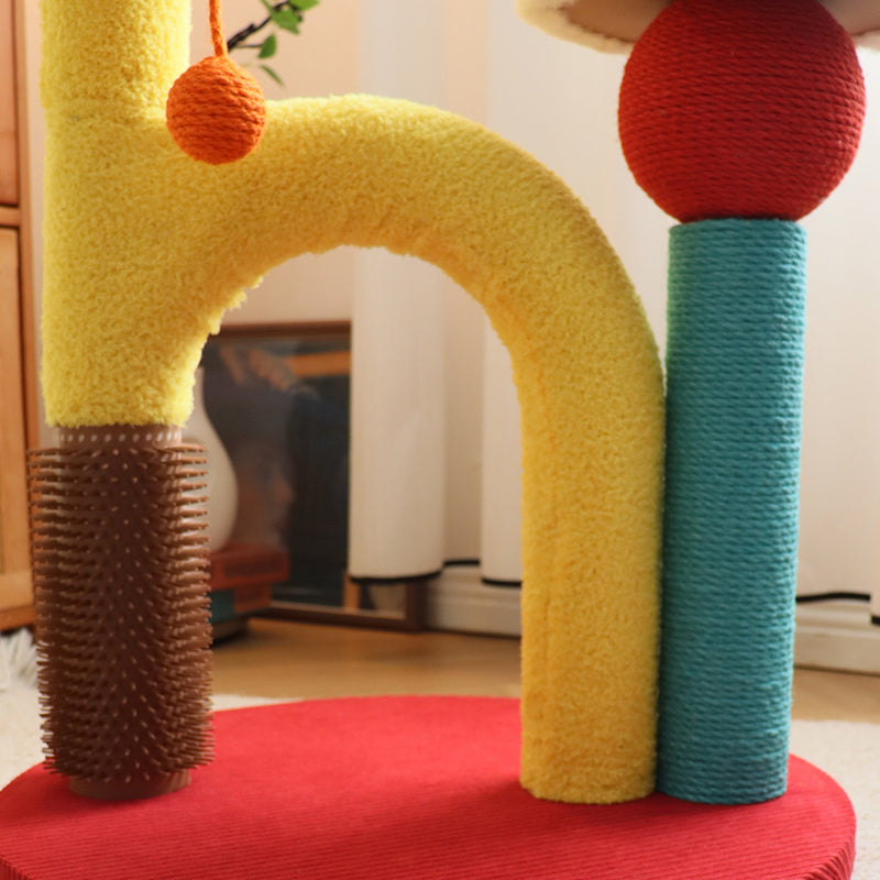 Contemporary Creative Round Medium-Density Fiberboard Plastic Velvet Fabric Sisal Cat Tree For Living Room