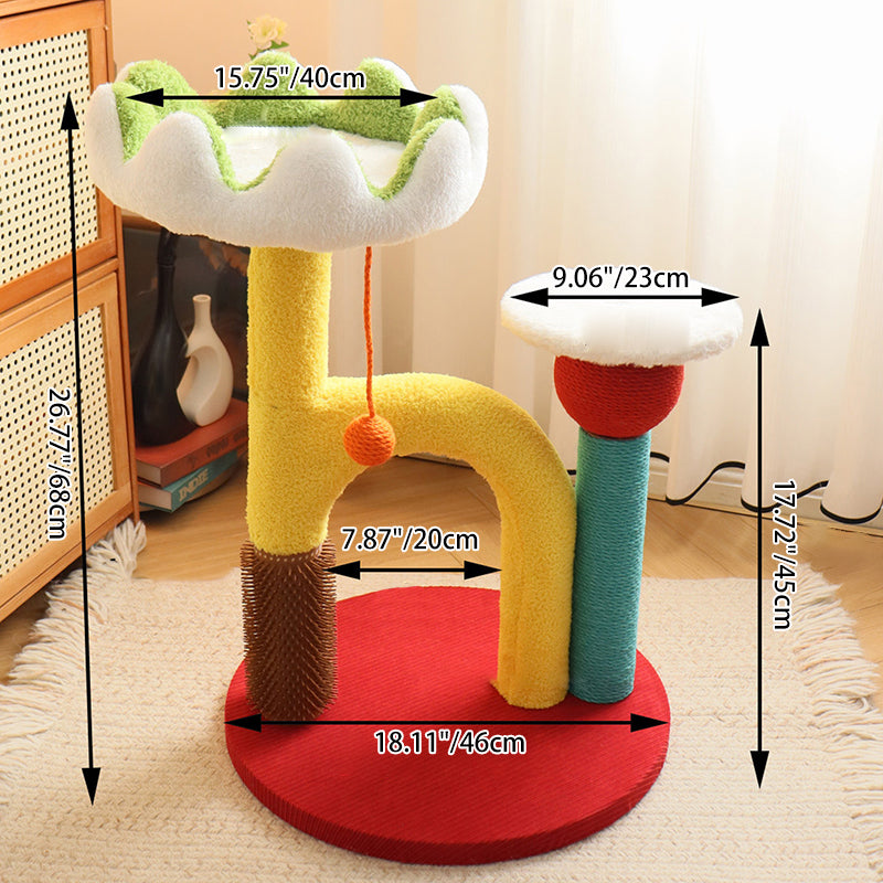 Contemporary Creative Round Medium-Density Fiberboard Plastic Velvet Fabric Sisal Cat Tree For Living Room