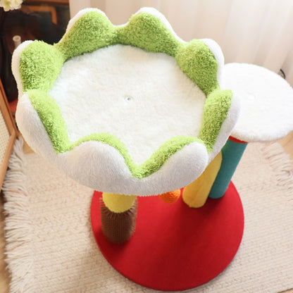 Contemporary Creative Round Medium-Density Fiberboard Plastic Velvet Fabric Sisal Cat Tree For Living Room