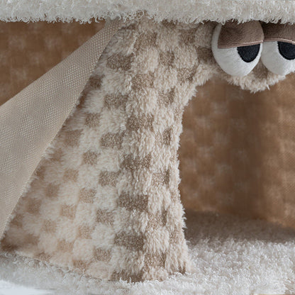 Contemporary Creative Square Particleboard Velvet Fabric Hemp Rope Cat Tree For Living Room