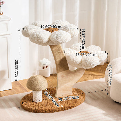 Contemporary Creative Round Multi-layer Solid Wood Panel Medium-Density Fiberboard Velvet Fabric Jute Cat Tree For Living Room