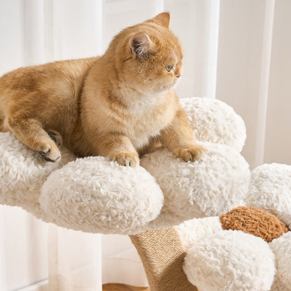 Contemporary Creative Round Multi-layer Solid Wood Panel Medium-Density Fiberboard Velvet Fabric Jute Cat Tree For Living Room