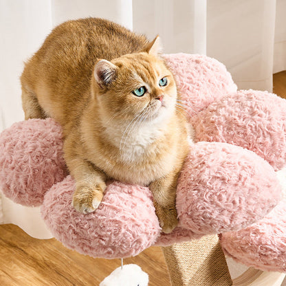 Contemporary Creative Round Multi-layer Solid Wood Panel Medium-Density Fiberboard Velvet Fabric Jute Cat Tree For Living Room