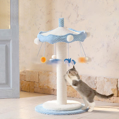 Contemporary Creative Round Medium-Density Fiberboard Corduroy Kraft Paper Rope Paper Tube Cat Tree For Living Room