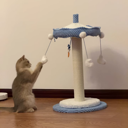 Contemporary Creative Round Medium-Density Fiberboard Corduroy Kraft Paper Rope Paper Tube Cat Tree For Living Room
