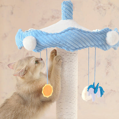 Contemporary Creative Round Medium-Density Fiberboard Corduroy Kraft Paper Rope Paper Tube Cat Tree For Living Room